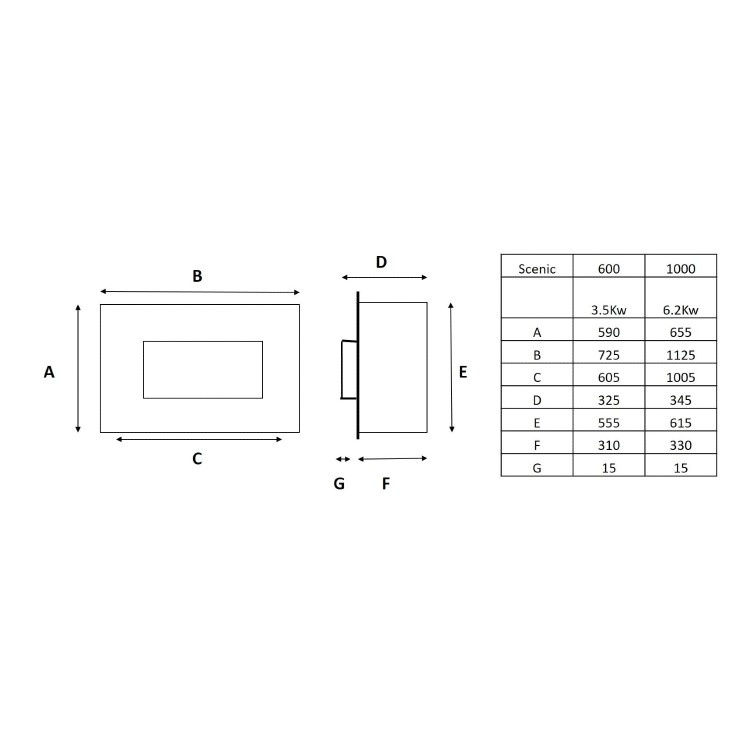 Black 39inch Inset Gas Media Wall Fireplace - Sirocco Fires Lux 1000