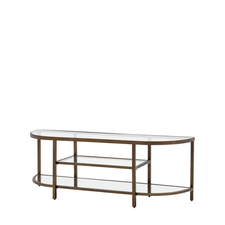 Small Bronze Glass TV Stand with Shelves - TV's up to 50" - Hudson