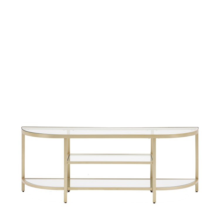 Small Gold Glass TV Stand with Shelves - TV's up to 50" - Hudson