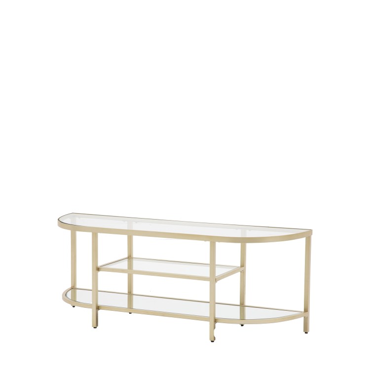 Small Gold Glass TV Stand with Shelves - TV's up to 50" - Hudson