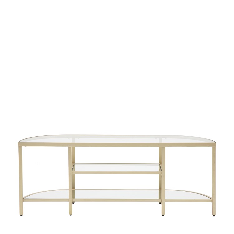 Small Gold Glass TV Stand with Shelves - TV's up to 50" - Hudson