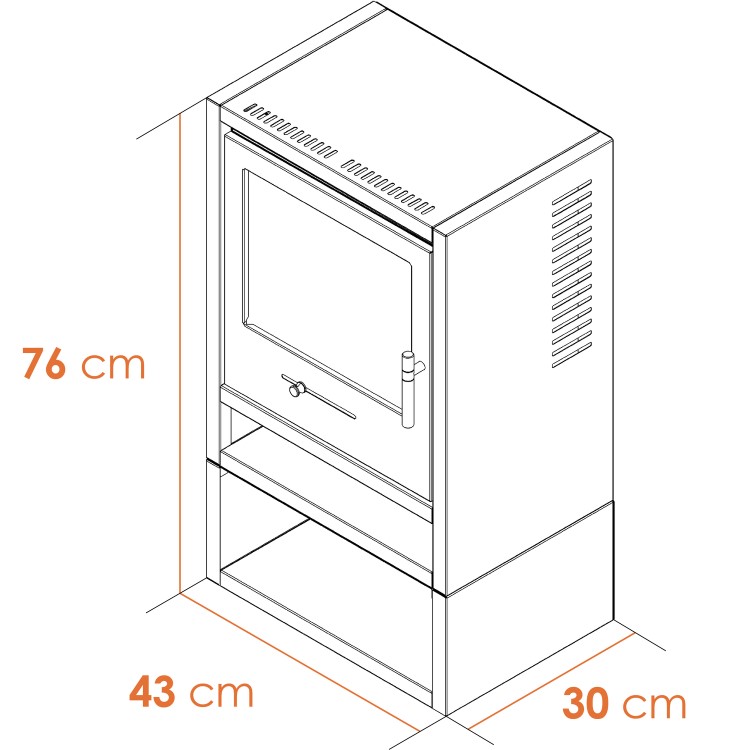 OKO S1 Bioethanol Stove with Log Storage in Charcoal Grey & Angled Stove Pipe