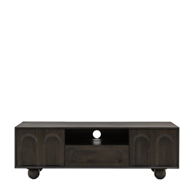 Mango wood Tv Unit with Ball Feet - Arc - Caspian House 