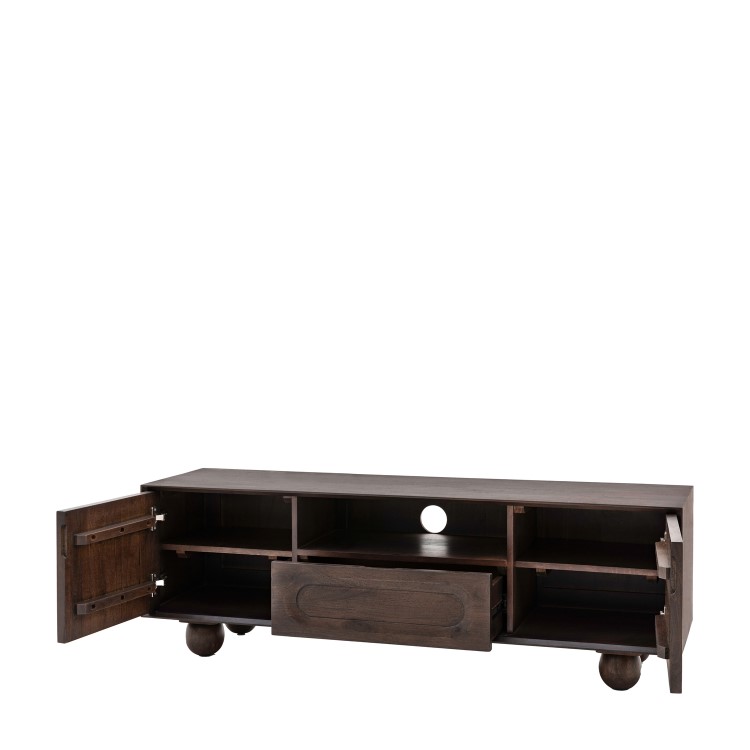 Mango wood Tv Unit with Ball Feet - Arc - Caspian House 