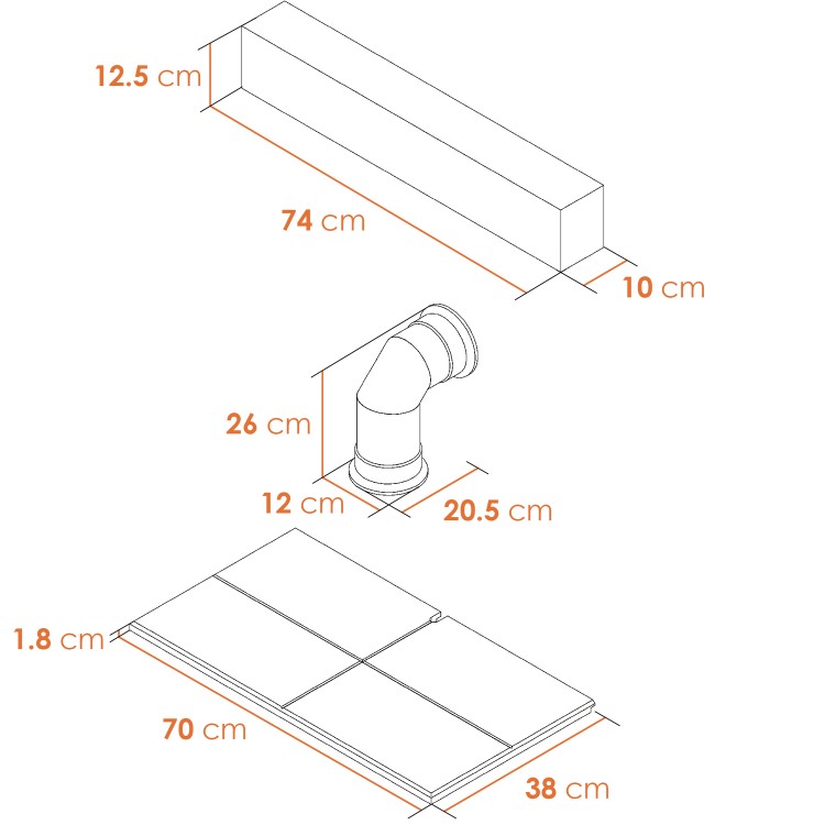 Adam Oak Beam, Hearth & Stove Pipe Set