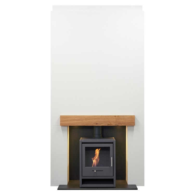 Acantha Pre-Built Stove Media Wall 1 with OKO S1 Bio Ethanol Stove in Charcoal Grey