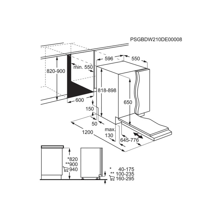 AEG Series 5000 AirDry Integrated Dishwasher - Black control panel