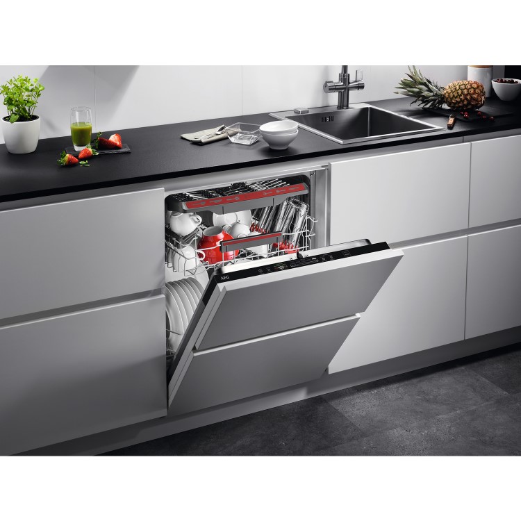 AEG Series 6000 SatelliteClean Integrated Dishwasher - C-Rated, Black control panel