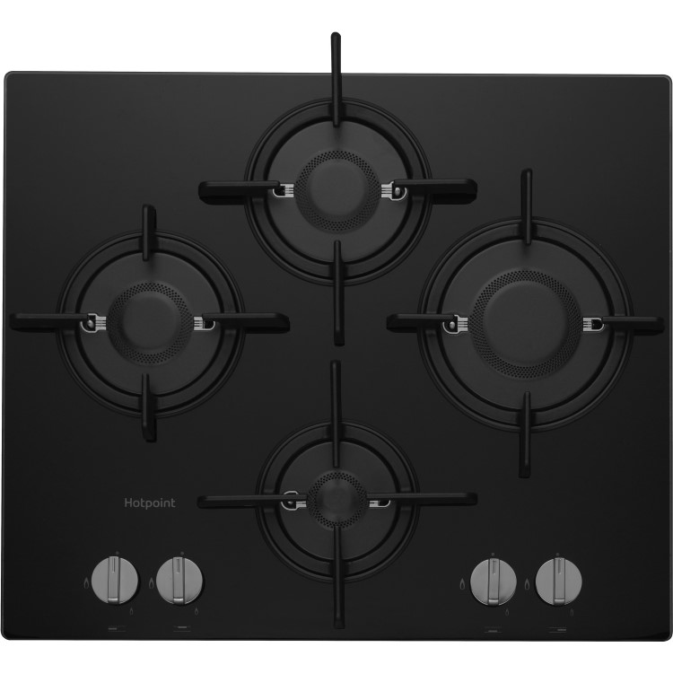 Hotpoint 60cm Gas on Glass 4 Burner Gas Hob - Black