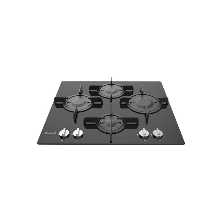 Hotpoint 60cm Gas on Glass 4 Burner Gas Hob - Black