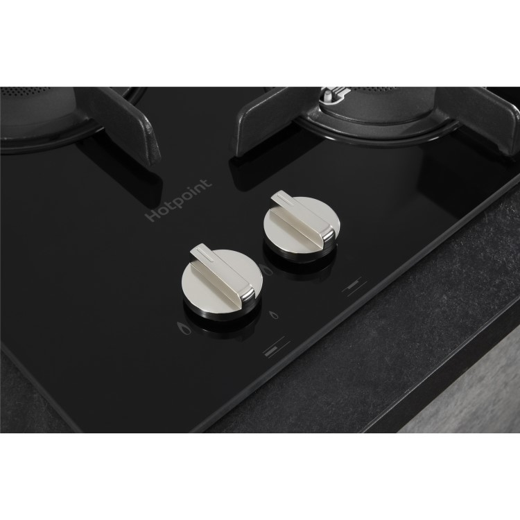 Hotpoint 60cm Gas on Glass 4 Burner Gas Hob - Black