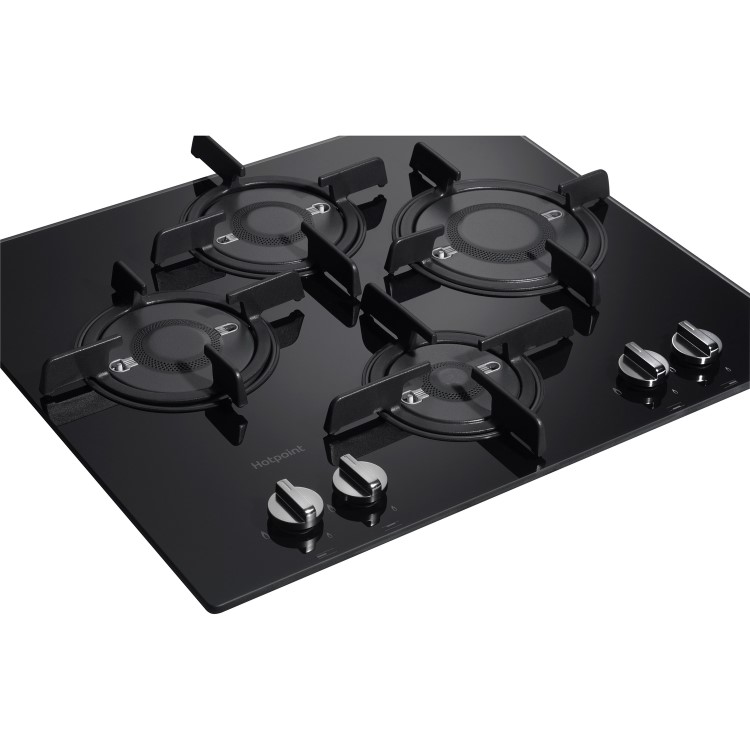 Hotpoint 60cm Gas on Glass 4 Burner Gas Hob - Black