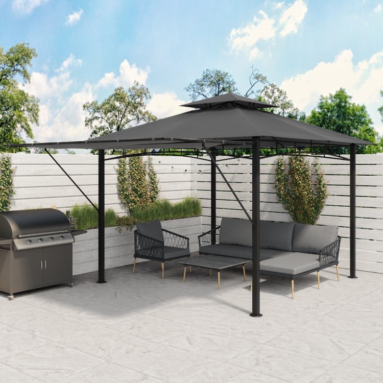 3 x 3m Dark Grey and  Metal Retractable Side Gazebo - Fortrose