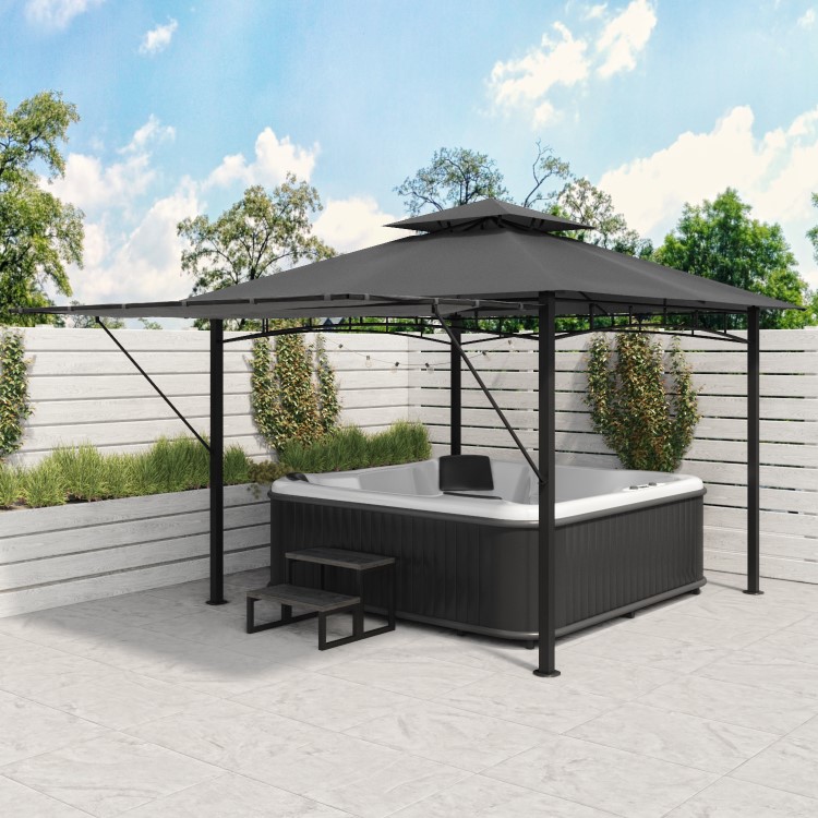 3 x 3m Dark Grey and  Metal Retractable Side Gazebo - Fortrose