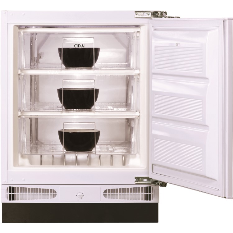 CDA FW283 60cm Wide Integrated Upright Under Counter Freezer - White