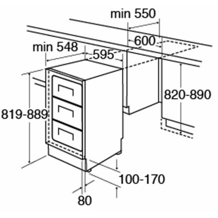 CDA FW283 60cm Wide Integrated Upright Under Counter Freezer - White