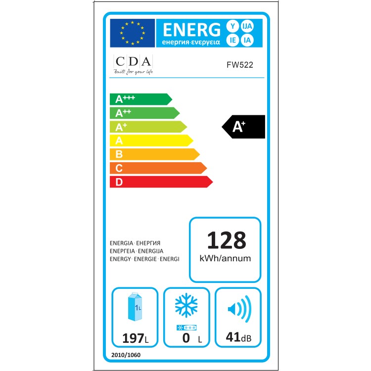 Refurbished CDA FW522/2 Integrated 197 Litre In-Column Fridge White