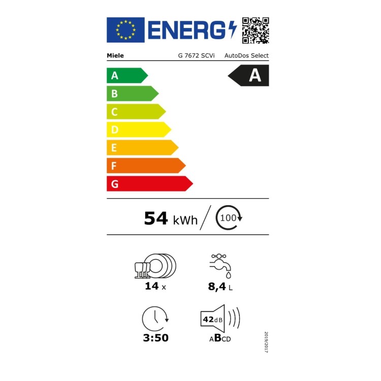 Miele 7000 Series Integrated Dishwasher - Smart Wi-Fi, A-Rated, Black control panel