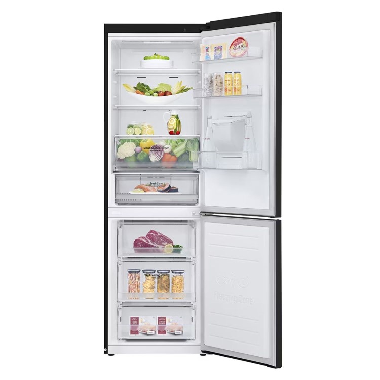 LG NatureFRESH 340 Litre 70/30 Fridge Freezer Fridge Freezer - Black Steel