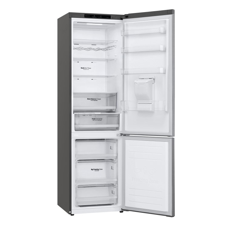 LG NatureFRESH 384 Litre 70/30 Freestanding Fridge Freezer - Shiny Steel