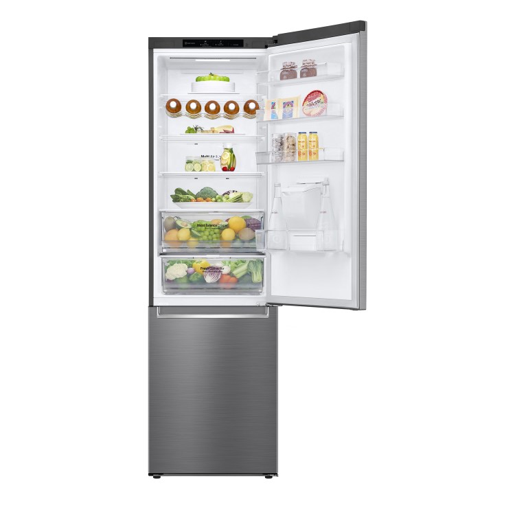 LG NatureFRESH 384 Litre 70/30 Freestanding Fridge Freezer - Shiny Steel