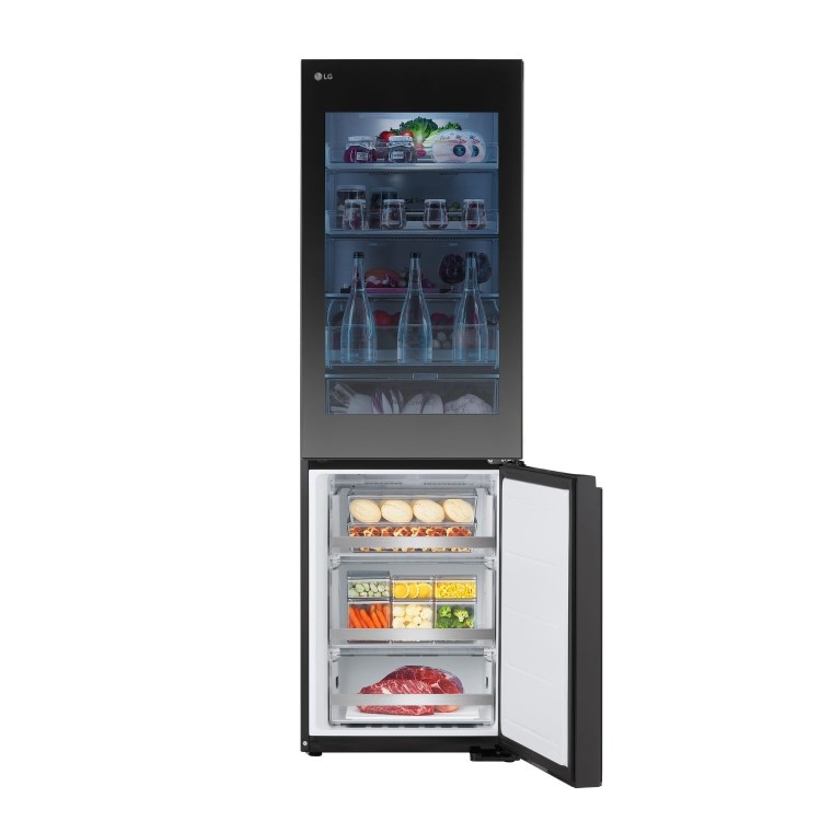 LG InstaView 349 Litre 60/40 Freestanding Fridge Freezer - Black