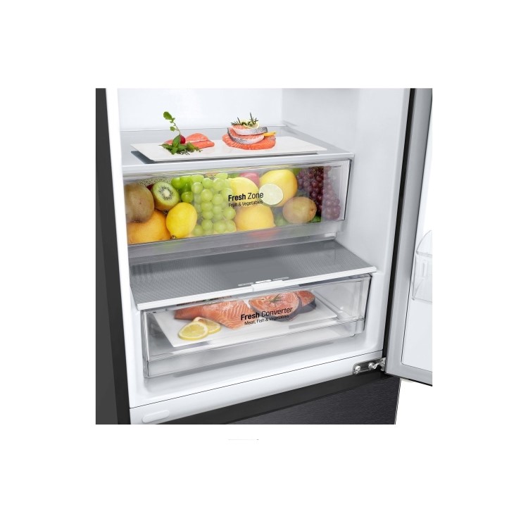 LG NatureFRESH 384 Litre 70/30 Freestanding Fridge Freezer - Black