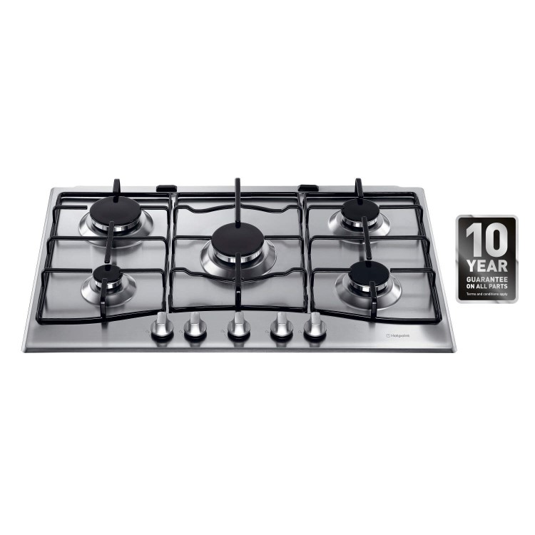 Hotpoint GC750X 75cm Wide Five Burner Gas Hob - Stainless Steel