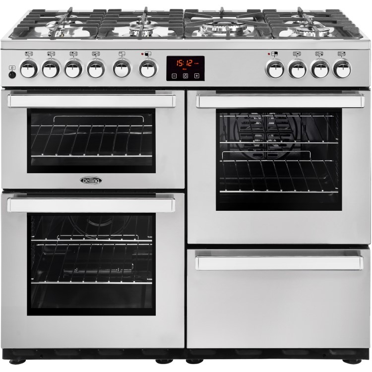 Refurbished Belling Cookcentre 100DF Professional 100cm Dual Fuel Range Cooker Stainless Steel