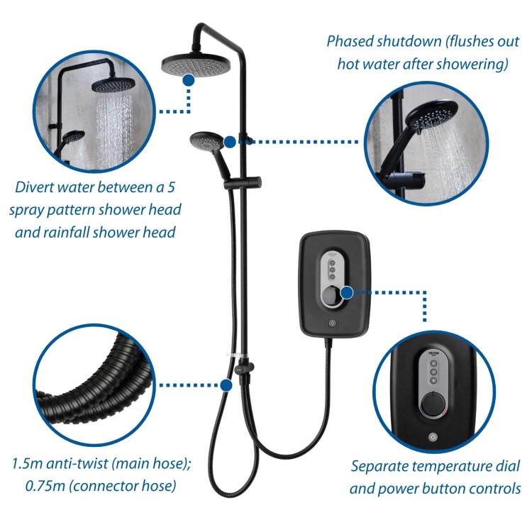 Triton Danzi Duelec 9.5kW Soft Black Electric Shower