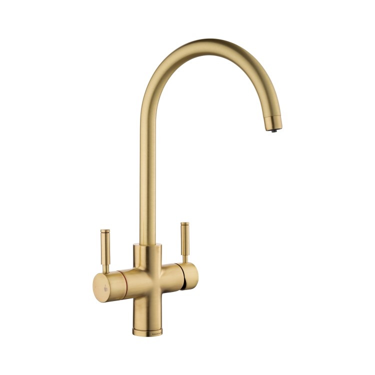 Rangemaster GEO Intense Round Brushed Brass 4 in 1 Boiling Water Kitchen Tap