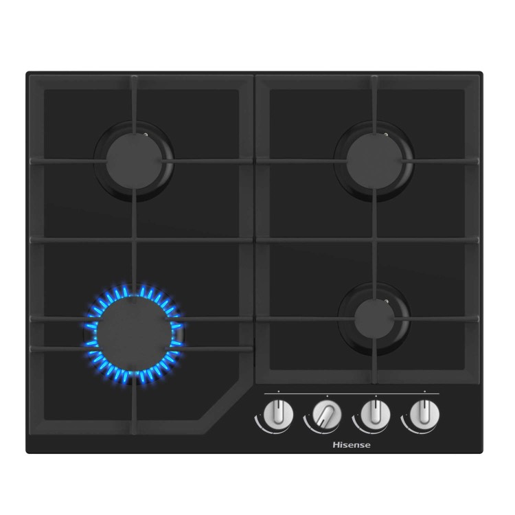 Hisense 60cm 4 Burner Gas on Glass Hob - Black