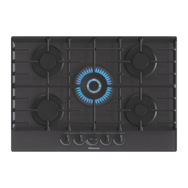 Hisense 75cm 5 burner Gas on Glass Hob - Black