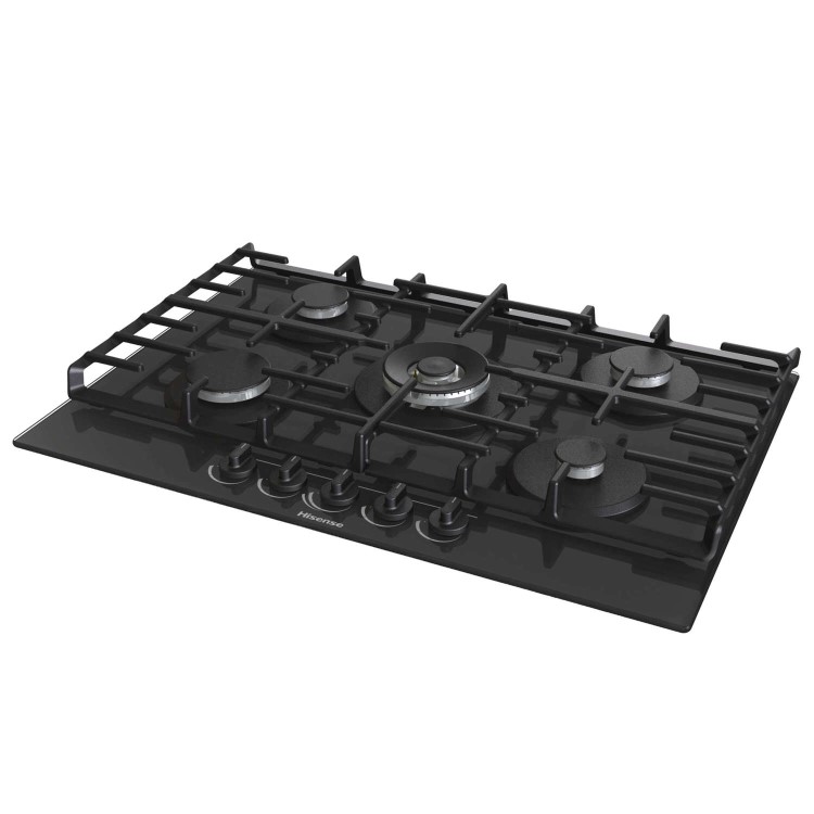 Hisense 75cm 5 burner Gas on Glass Hob - Black