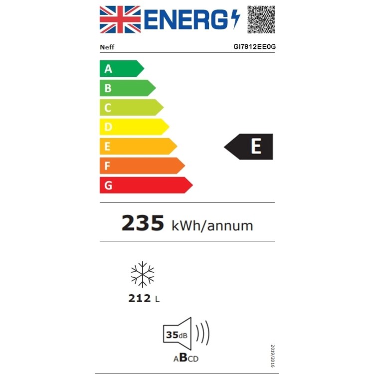 Refurbished Neff N50 GI7812EE0G Integrated 212 Litre Upright Frost Free Freezer