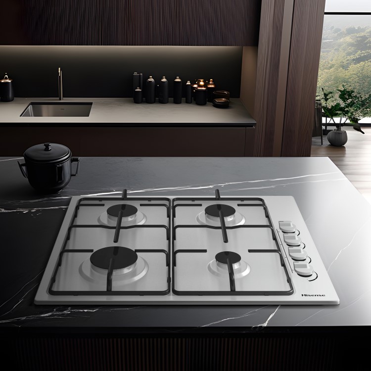 Hisense 60cm 4 Burners Gas Hob - Stainless Steel