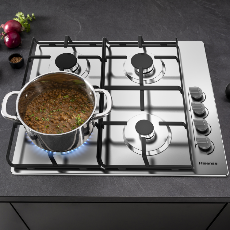 Hisense 60cm 4 Burners Gas Hob - Stainless Steel