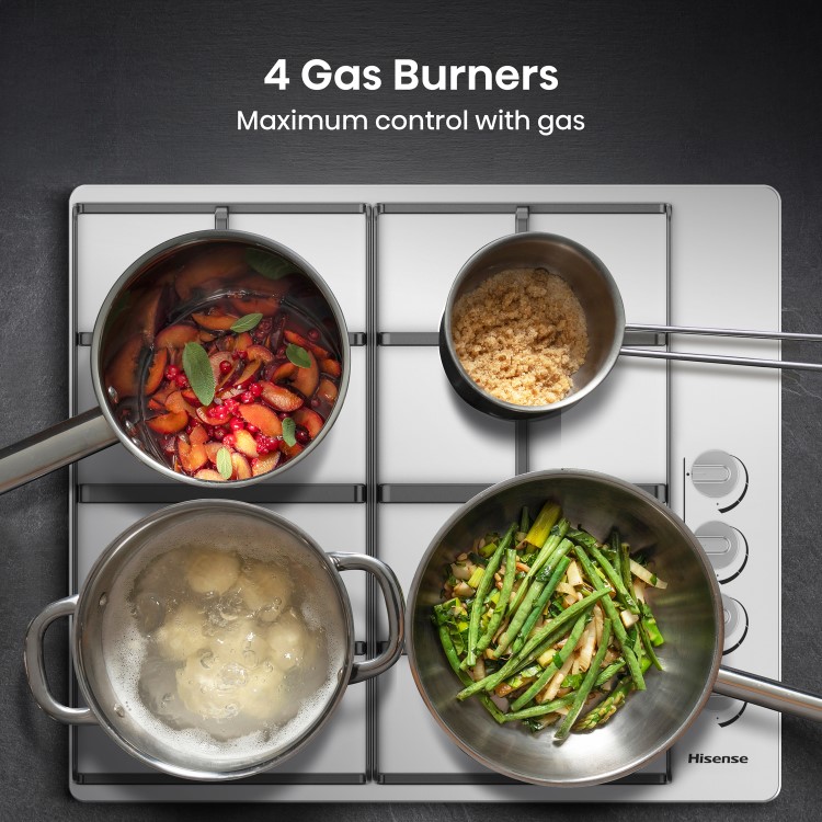 Hisense 60cm 4 Burners Gas Hob - Stainless Steel