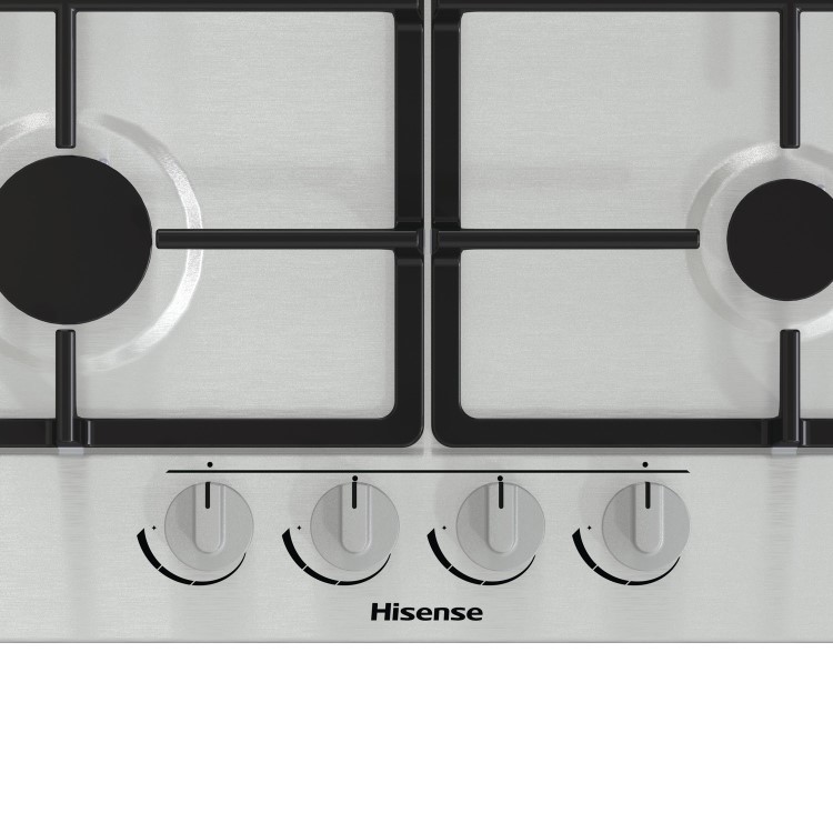 Refurbished Hisense GM643XF 60cm 4 Burner Gas Hob Stainless Steel