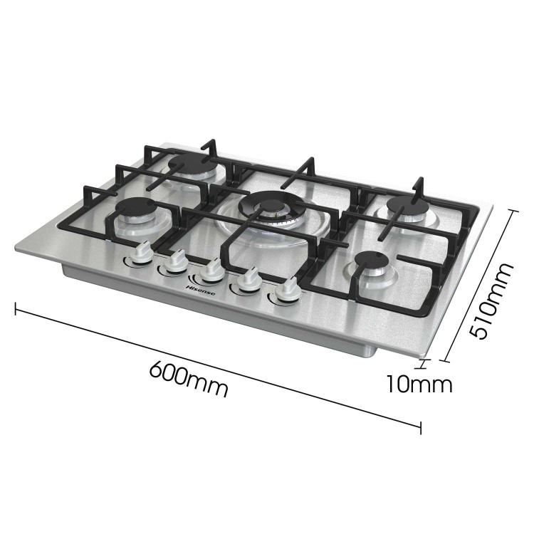 Hisense 71cm 5 Burner Gas Hob - Stainless Steel