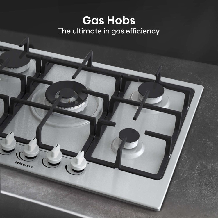 Hisense 71cm 5 Burner Gas Hob - Stainless Steel