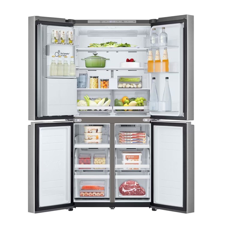 LG NatureFRESH 506 Litre 4 Door American Fridge Freezer - Prime Silver