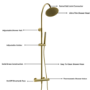 Brushed Brass Round Gooseneck Thermostatic Bar Shower Set with Hand Shower & Slide Rail Kit - Grace