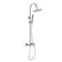 Chrome Round Gooseneck Thermostatic Bar Shower Set with Hand Shower & Slide Rail Kit - Grace