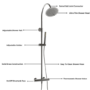 Chrome Round Gooseneck Thermostatic Bar Shower Set with Hand Shower & Slide Rail Kit - Grace