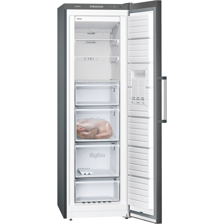 Siemens GS36NVX3PG 186x60cm 242L Frost Free Freestanding Upright Freezer - Anti-fingerprint Black Steel