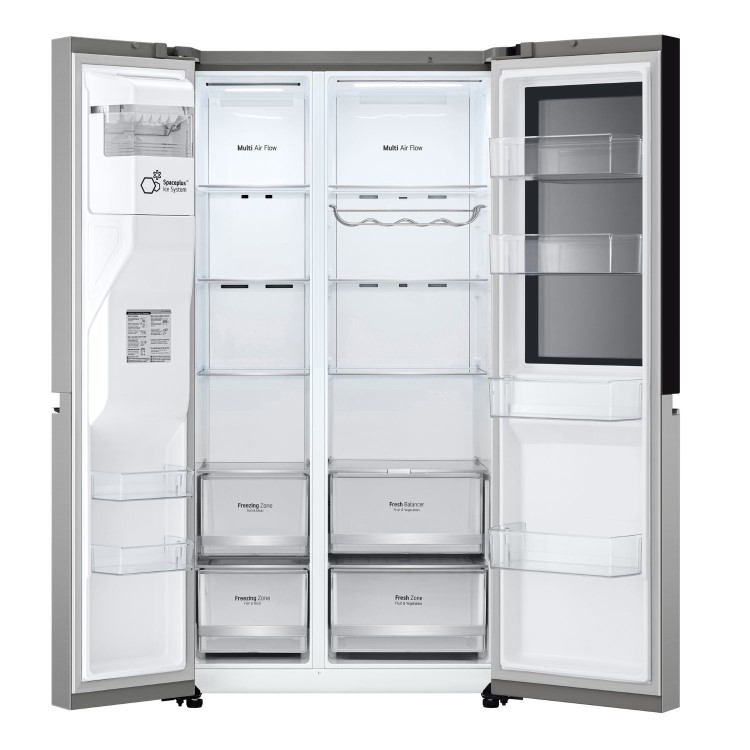 LG InstaView 635 Litre Side-By-Side American Fridge Freezer - Prime Silver