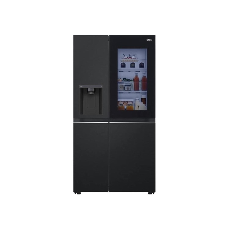 Refurbished LG InstaView GSGV81EPLD Freestanding 635 Litre Frost Free American Fridge Freezer Black