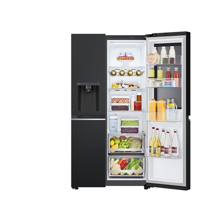 Refurbished LG InstaView GSGV81EPLD Freestanding 635 Litre Frost Free American Fridge Freezer Black