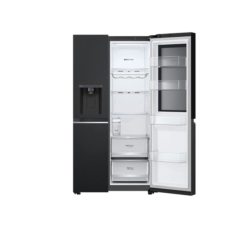 Refurbished LG InstaView GSGV81EPLD Freestanding 635 Litre Frost Free American Fridge Freezer Black